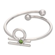 Anillo ajustable con el signo del zodiaco - Libra - Acero inoxidable 304L - Peridoto x1