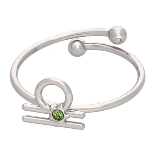 Anillo ajustable con el signo del zodiaco - Libra - Acero inoxidable 304L - Peridoto x1