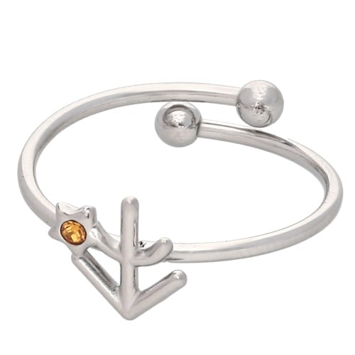 Anillo ajustable con el signo del zodiaco - Sagitario - Acero inoxidable 304L - Topacio x1
