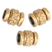Cuentas tubulares texturizadas de 5x4 mm - Acero inoxidable 303 Dorado x5