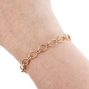 Cadena de malla decorativa alternada de 6,4 mm - Acero inoxidable 304 Dorado x 1 m