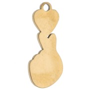 Dije de mano corazón 15.9x6.6 mm resina - Acero inoxidable 304 Dorado - Blanco/Rojo x 1