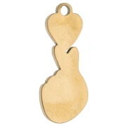 Dije de mano corazón 15.9x6.6 mm resina - Acero inoxidable 304 Dorado - Blanco/Rojo x 1