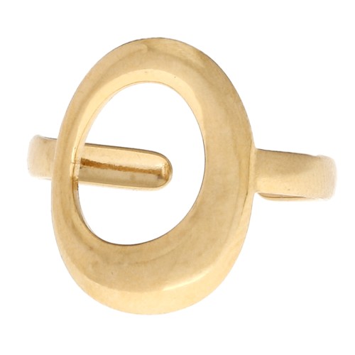 Anillo ajustable ovalado con hueco irregular de 18 mm - T.51 a T.58 - Acero inoxidable 304 Dorado x1