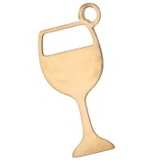 Dije de copa de vino 15,8x8 mm resina epoxi - Acero inoxidable 304 Dorado - Rojo x1