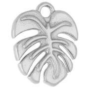 Dije con forma de hoja de monstera, 17 x 14 mm - Acero inoxidable 316 x 1