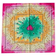 Bandana 100% algodón - Cachemira - Tie & Dye - Verde - Naranja - Rosa x1