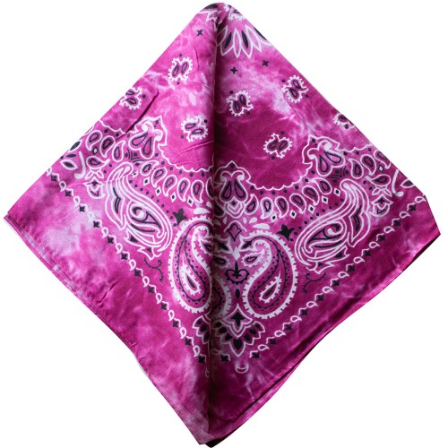 Bandana 100% algodón - Estampado cachemir - Efecto desteñido - Fucsia x1