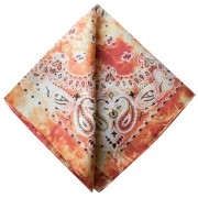 Bandana 100% algodón - Estampado cachemir - Efecto desteñido - Naranja x1