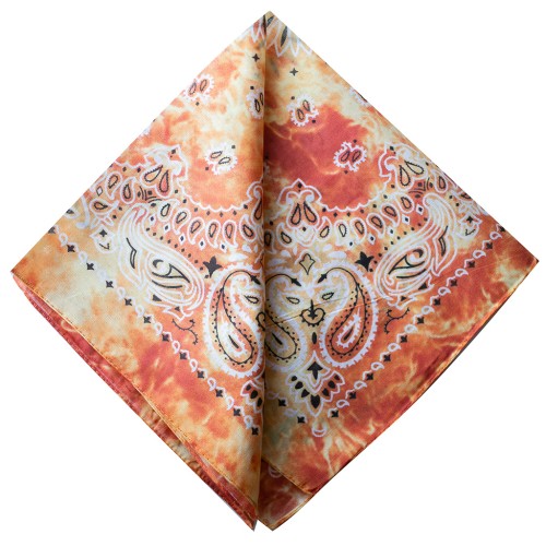 Bandana 100% algodón - Estampado cachemir - Efecto desteñido - Naranja x1