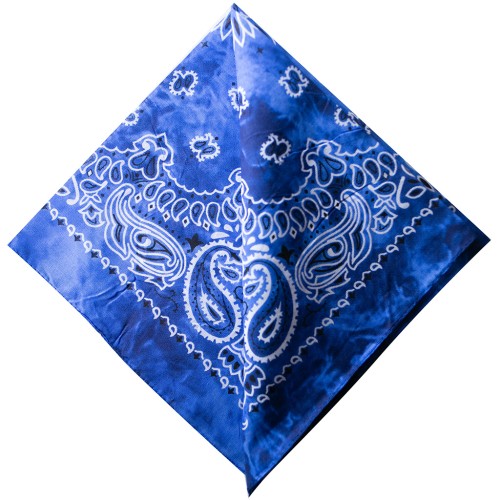Bandana 100% algodón - Estampado cachemir - Efecto desteñido - Azul real x1