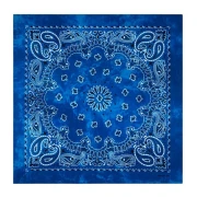Bandana 100% algodón - Estampado cachemir - Efecto desteñido - Azul real x1