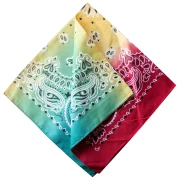 Bandana 100% algodón - Cachemira - Tie and Dye - Rojo - Amarillo - Verde x1