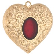 Colgante en forma de corazón de 31 mm con resina epoxi - Dorado - Rojo x1