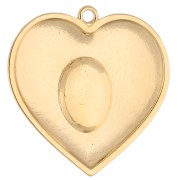 Colgante en forma de corazón de 31 mm con resina epoxi - Dorado - Rojo x1