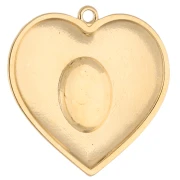 Colgante en forma de corazón de 31 mm con resina epoxi - Dorado - Rojo x1