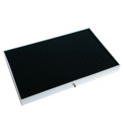 Bandeja con 110 compartimentos para anillos, 35,5 x 29,5 cm, maletín de transporte para joyas, negro