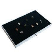 Bandeja con 110 compartimentos para anillos, 35,5 x 29,5 cm, maletín de transporte para joyas, negro