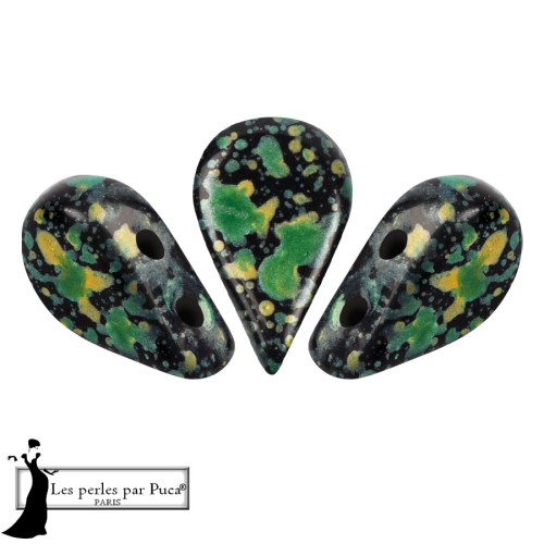 Cuentas de cristal Amos® de Puca® 5x8 mm - Verde esmaltado x10 g