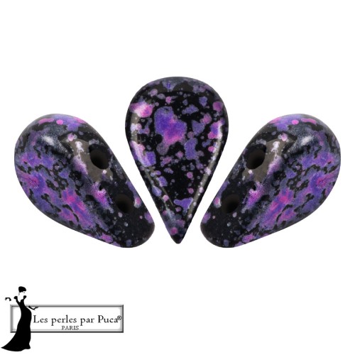 Cuentas de cristal Amos® de Puca® 5x8 mm - Esmalte morado y rosa, 10 g
