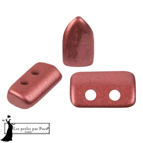 Cuentas de cristal Piros® de Puca® 2x5 mm - Cherry Metallic Mat x10 g