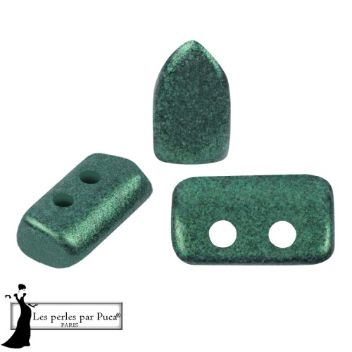 Cuentas de cristal Piros® de Puca® 2x5 mm - Green Forest Metallic Mat x10 g