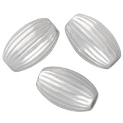 Cuentas de forma de oliva estriadas, 7x4 mm - Plata 925, x10