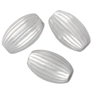 Cuentas de forma de oliva estriadas, 7x4 mm - Plata 925, x10
