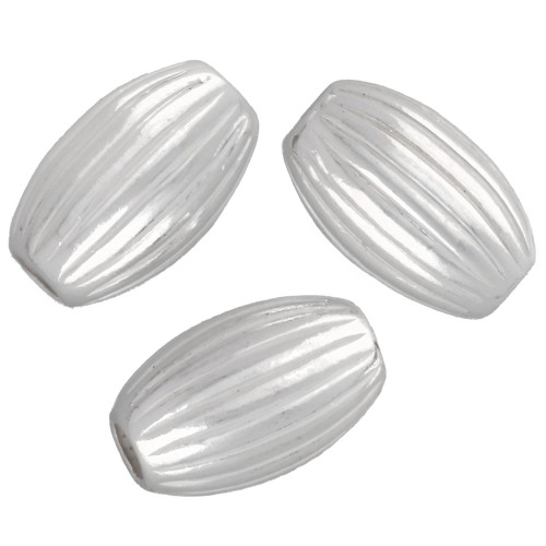 Cuenta con forma de oliva estriada, 8x5 mm - Plata 925, x5