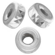 Cuentas arandalas Heishi con acabado diamantado de 3 mm - Plata 925 x15