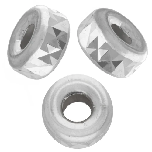 Cuentas arandalas Heishi con acabado diamantado de 3 mm - Plata 925 x15