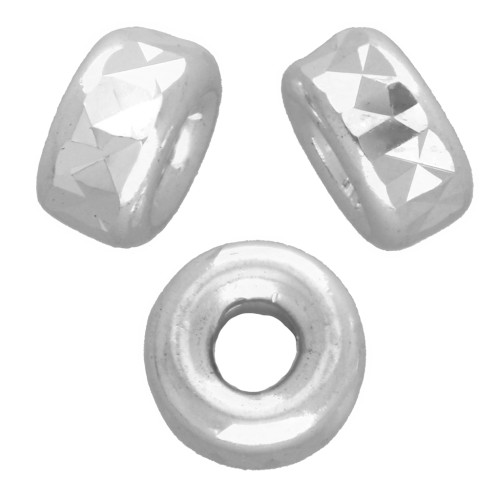 Cuentas arandalas Heishi con acabado diamantado de 5 mm - Plata 925 x5