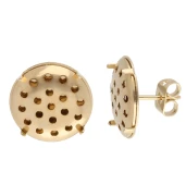 Pendientes de botón de 14 mm - Dorado en oro fino x2