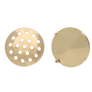 Pendientes de botón de 14 mm - Dorado en oro fino x2