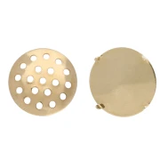 Pendientes de botón de 14 mm - Dorado en oro fino x2