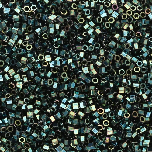 Miyuki Delica 15/0 Hex Cut DBSC0027 - Verde oscuro iris metalizado x5 g