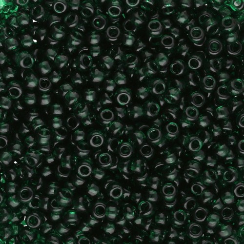 Cuentas Rocalla Miyuki 11/0 155 - Transparente esmeralda oscura x8 g