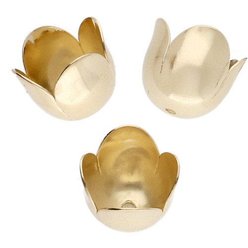 Conchas en forma de tulipán de 10 mm - Dorado en oro fino x4