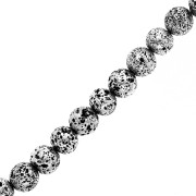 Piedra de Lava 9mm Redonda Galvanizada - Plata Envejecida x38cm