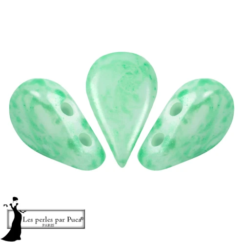 Cuentas de cristal Amos® de Puca® 5x8 mm - Green Mishmash x10 g