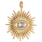 Colgante Ojo de Sol de Óxido de Circonio 14.7x12mm Dorado con Oro Fino - Cristal x1