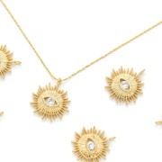 Colgante Ojo de Sol de Óxido de Circonio 14.7x12mm Dorado con Oro Fino - Cristal x1
