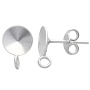 Pendientes de clavo con cabujón Rivoli 1122 de 8 mm y aro abierto - Plata de ley 925 x2