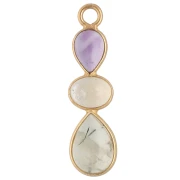 Colgante geométrico de 29 x 8 mm - Dorado - Amatista - Citrino - Prehnita