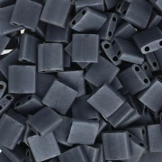 Cuentas Miyuki Tila 5x5x1,9 mm TL-2001 - Color gris plomo mate, paquete de 100 g