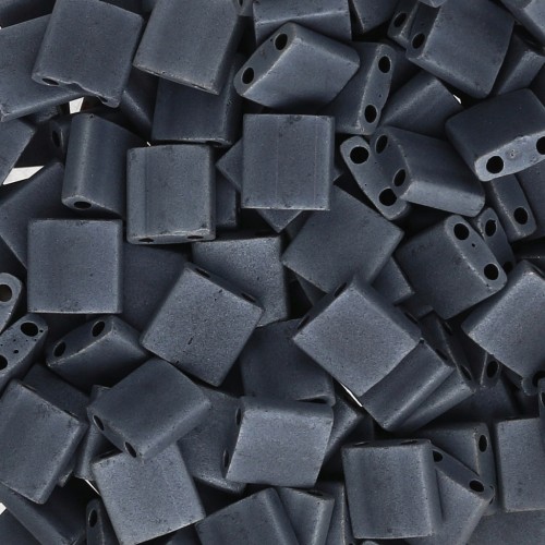 Cuentas Miyuki Tila 5x5x1,9 mm TL-2001 - Color gris plomo mate, paquete de 100 g
