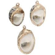 Colgante de concha moteada de 25-30 mm con adorno Dorado - Beige Marrón x1