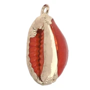 Colgante de concha de Cauri de 20 a 25 mm de color con adorno de Dorado - Naranja x1