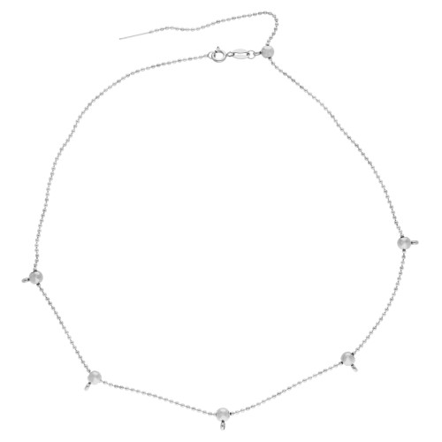 Collar de malla de bolitas de 1,5 mm con 5 cuentas pasantes de 5 mm - Acero inoxidable 304 x1