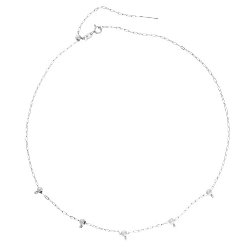 Collar tipo «Forçat» de malla de 1,6 mm con 5 cuentas pasantes de 4 mm, acero inoxidable 304, 47 cm